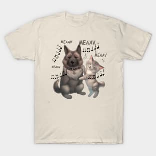 wolf dog and cat love T-Shirt